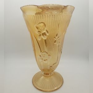 Vintage Vase Jeanette Iris and Herringbone Marigold